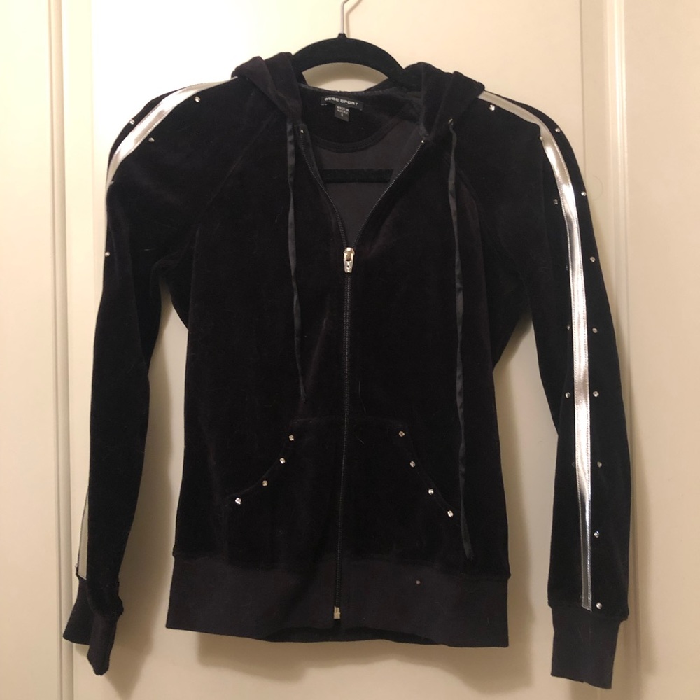 BEBE SPORT VELOUR RHINESTONE TRACK JACKET